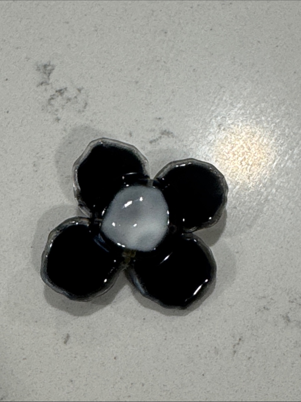 Black Flower Enamel Pin Brooch - Women Accessories